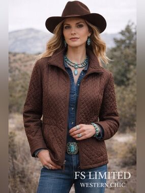 Chocolate Brown Quilted Jacket 🤎 Western Ranch Chic XL women’s